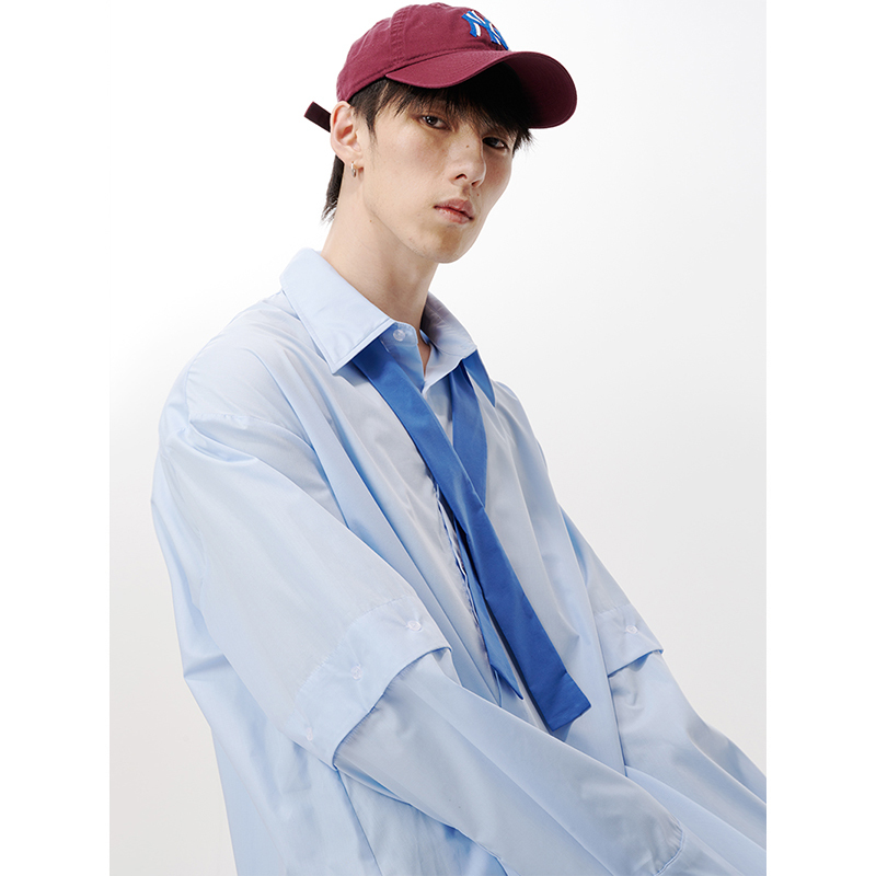 Moult | Youthful Baseball Shirt with Cross Tie, Detachable Sleeves, Solid Color, Casual Design Shirt for Spring and Summer.