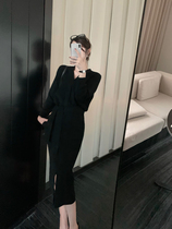 DAJOS elegant and intellectual lace-up knitted top and skirt suit