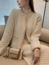 DAJOS special knitting process diamond-shaped lattice with wool small fragrance suit