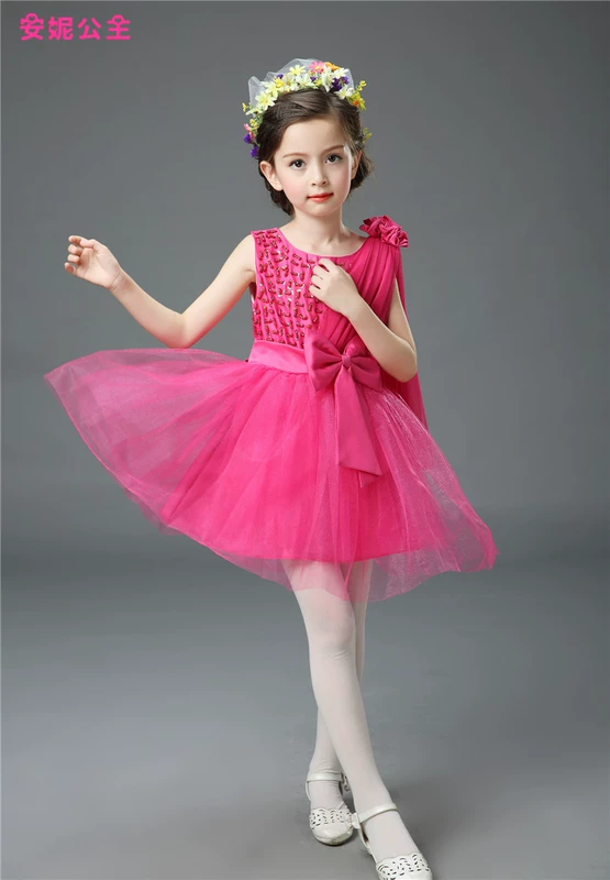 Váy múa công chúa mới của trẻ em váy đồng ca tập thể của trẻ em váy hoa cô gái váy váy học sinh tiểu học trang phục biểu diễn - Trang phục