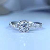 18K gold diamond ring female twisted wall group inlaid GIA loose diamond 1 carat 70 points 50 points custom proposal wedding diamond