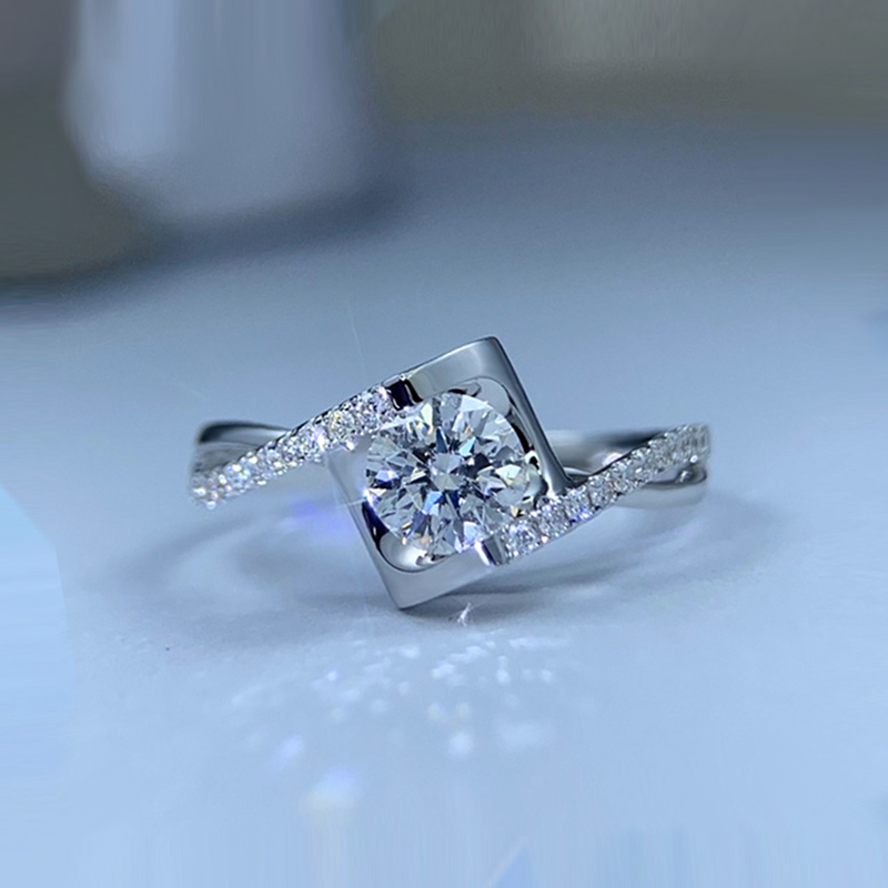 1 carat 50 points 70 points 18K white gold twist arm love diamond ring wedding proposal custom diamond ring