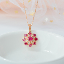 Natural pigeon blood ruby necklace 18K rose gold fashion all-match diamond pendant collarbone chain female genuine