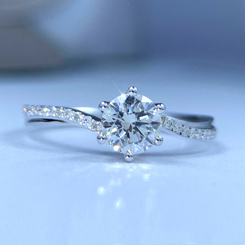 18K diamond ring girl twisted wall group set GIA bare diamond 1 carat 70 points 50 points proposed