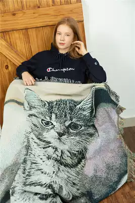 Nordic modern minimalist decorative blanket pet carpet black and white cat elephant panda rabbit blanket casual tapestry