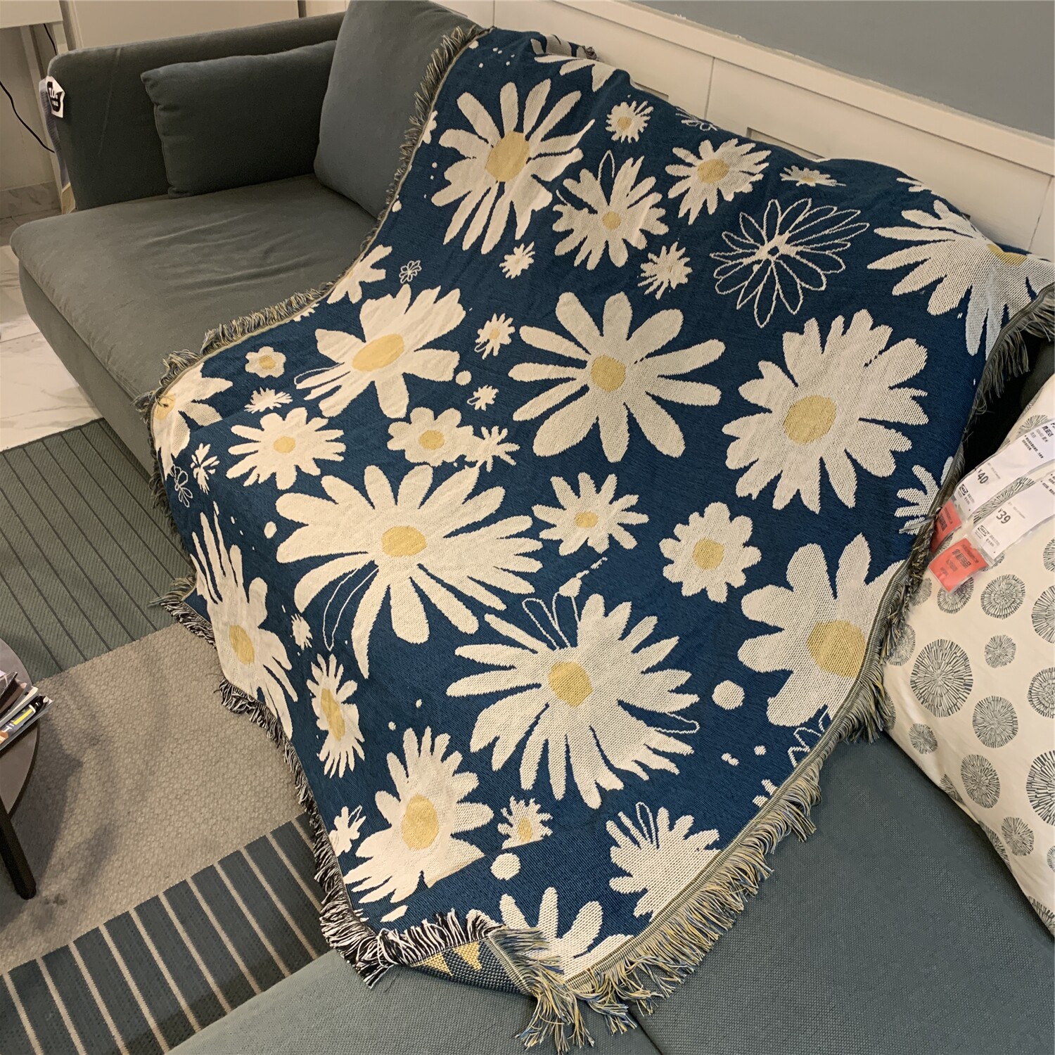 Blossoming Daisy Decoration Blanket Blanket blanket Sofa Towel Sofa blanket Bohemian small frescoed blanket Blanket Placement Blanket