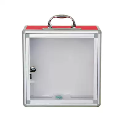 Red charity donation box aluminum alloy love charity sale case portable transparent donation box Music donation box creative European style