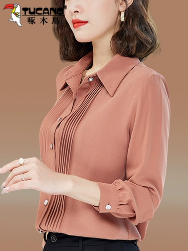 Шифоновый лонгслив, рубашка, футболка polo для матери для отдыха, коллекция 2023, в корейском стиле, в западном стиле