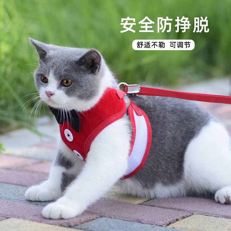 Cat traction rope walking cat rope cat rope special vest adjustable anti-break walking cat artifact cat supplies