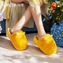 Foam cotton slippers women winter home Baotou simple thick bottom high heel non-slip fluffy plush slippers women autumn and winter