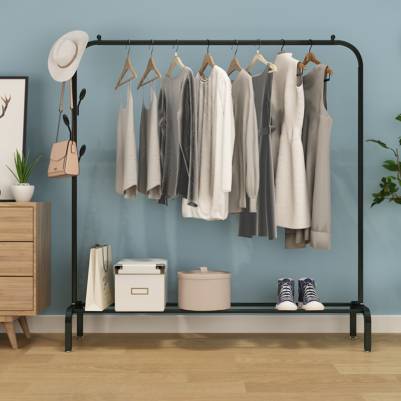 Clothes rack Floor folding indoor single rod drying rack Bedroom hanging rack Household simple cold clothes rack
