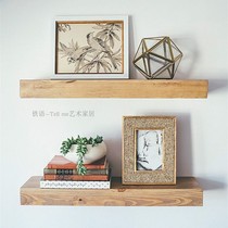 Wall shelf modern minimalist solid wood separator made of old book shelf TV wall multilayer laminate storage shelf