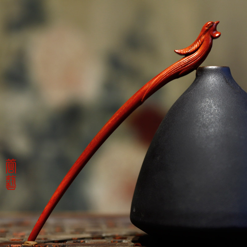 Small Leaf Purple Sandalwood Hairpin Female Classical Brief Hanfu Tray Hair Accessories Sunbird Wood Hairpin Birthday Anniversary Gift