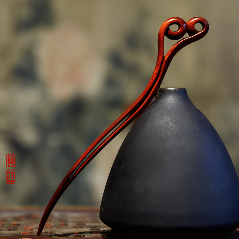 Small Leaf Purple Sandalwood Hanfu Hairpin Hairpin Hairpan Hair Ancient Wind Fashion Brief Retro Lettering Custom Birthday Gift Wood Hairpin