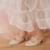 [椿] hikari / nước hoa nhỏ ban đầu bằng vải tweed vuông da dày với giày Mules Baotou dép - Dép