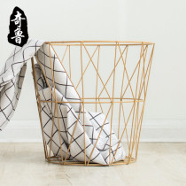 Qilu ins Nordic style dirty clothes basket iron storage basket metal waterproof storage basket clothes storage box bathroom basket