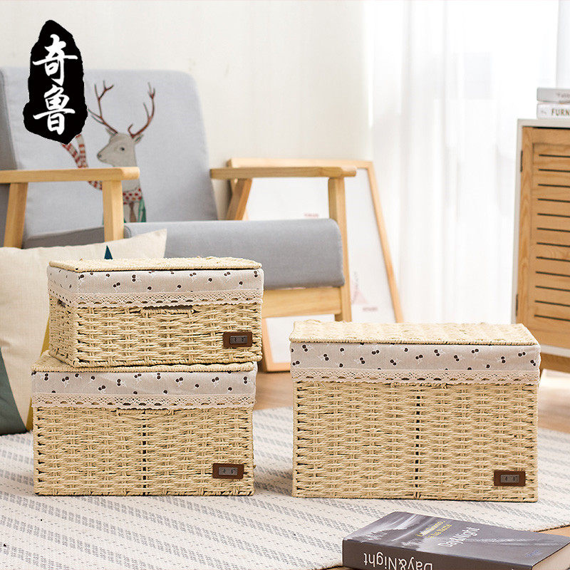 Chiru Casual Basket Basket Clothe Basket Covered Desktop Snack Basket Woven Storage Bag with Capacity Box Basket