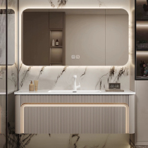 New bathroom cabinet combination light luxury simple washbasin cabinet slate hot-bent integrated washbasin bathroom washstand