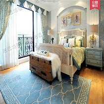 Blue European style American style Mediterranean carpet living room tea table Bedroom bedside bookhouse Handmade Nitrile custom