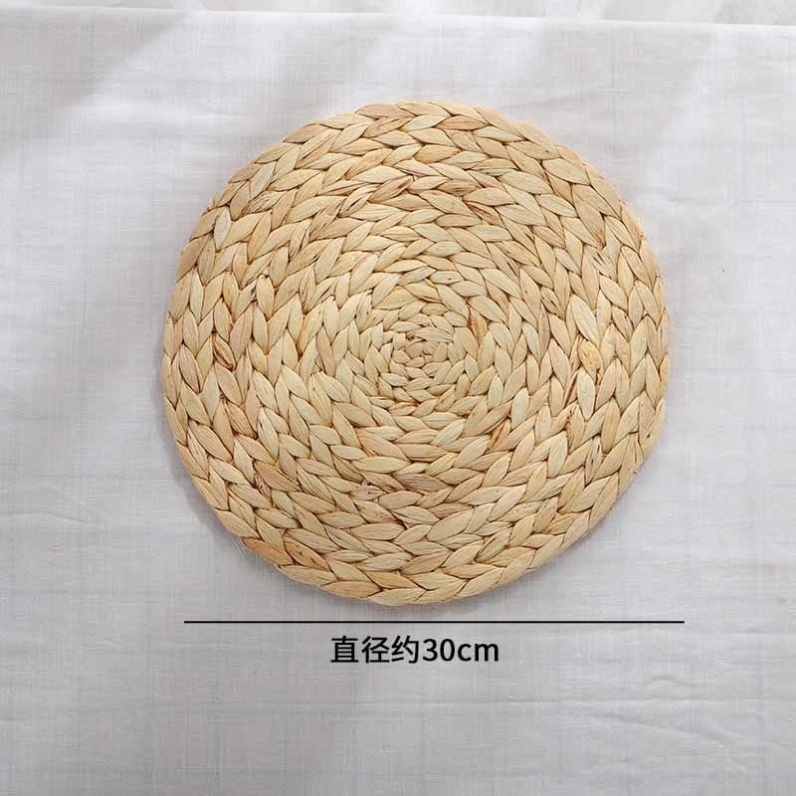 Grass Woven Cup Mat Bowl Mat Woven Table Mat Heat Insulation Mat Handmade Thickened Straw Mat Western Dining Anti-Slip Round