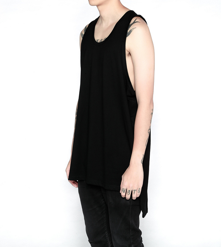 2017 ngắn trước dài cộng với màu rắn dài OVERSIZE lỏng áo cánh phía dưới mồ hôi vest nam và nữ thủy triều áo ba lỗ nam