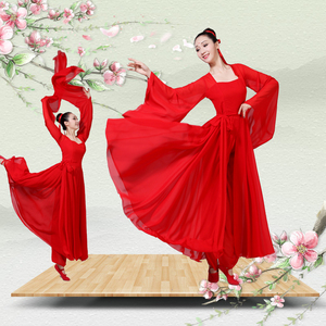 Chinese folk dance dress for women Classical Dance Costume female Han costume Hongzhao wish cool dance do you know big fish Begonia elegant water sleeve clothing
