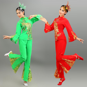 Chinese folk dance dress for women Yangko dance costume twisting Yangko costume suit Chinese fan dance waist drum suit