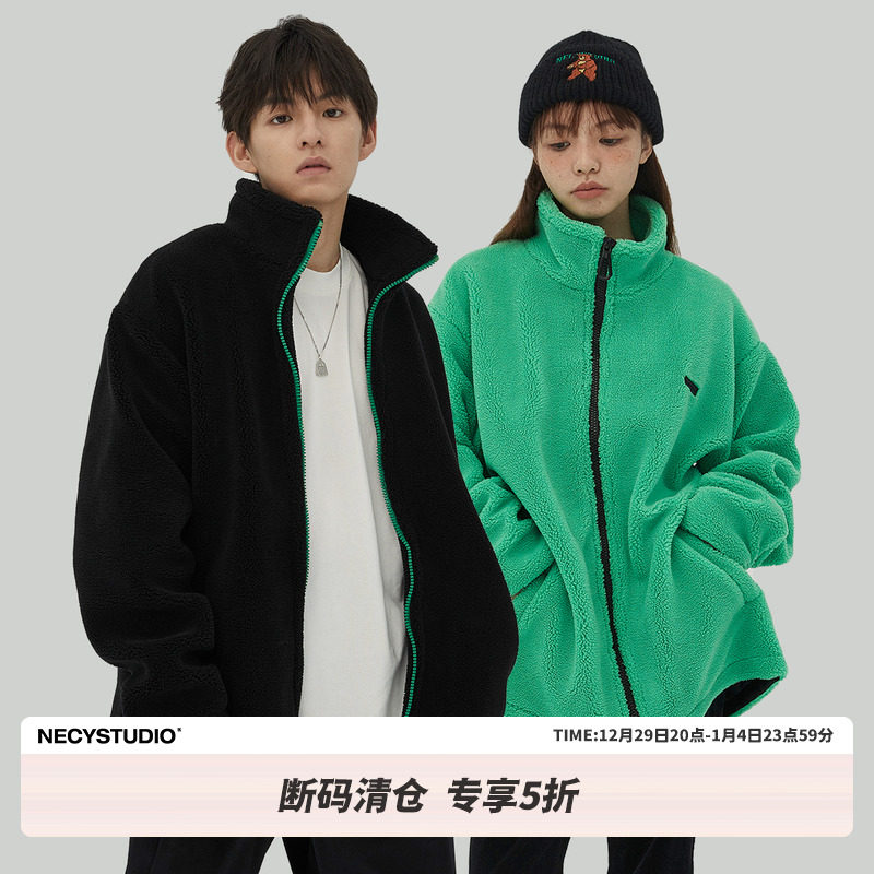 Broken code 50% off clearance NECY two-color fried street collar lambswool jacket