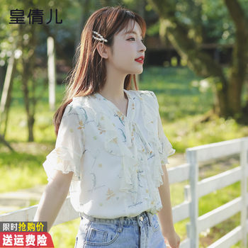 Floral Chiffon Shirt Women's Summer Dress Fashion Western Style 2023 Summer New Temperament Fairy Short-sleeved Top Small Shirt Summer