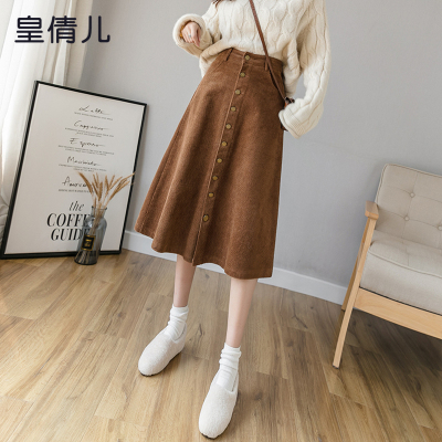 taobao agent Corduroy autumn retro long skirt, A-line, mid length