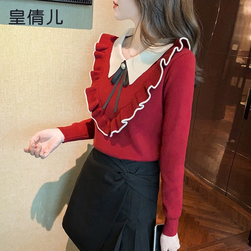 Кукла, демисезонный модный трикотажный удерживающий тепло базовый приятный телу свитер, кукольный воротник, 2025 года, новая коллекция, в западном стиле