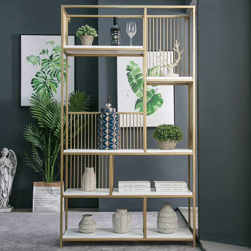 Nordic net red shelf floor ins wrought iron bookshelf bedroom living room porch dining room light luxury partition cabinet decoration