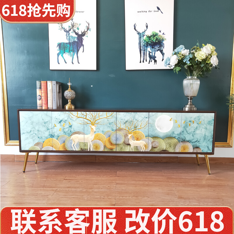 Modern light luxury wood TV cabinet Italian small household locker locker household background cabinet