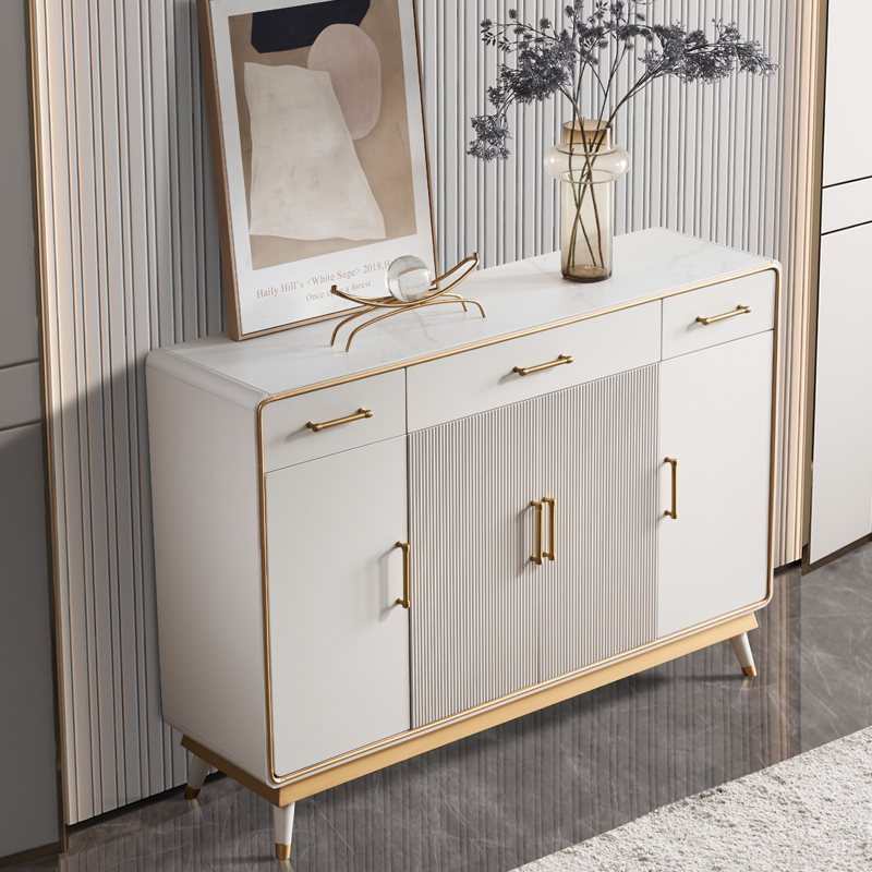 Light luxury solid wood shoe cabinet living room rock slab entrance cabinet modern side cabinet entry door hall cabinet storage cabinet simple decorative cabinet