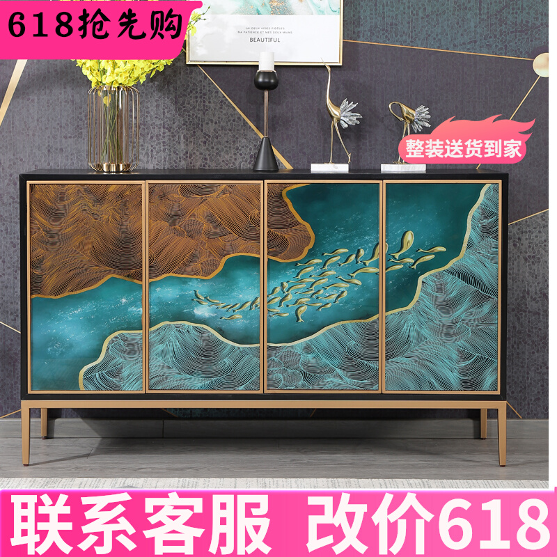 Light luxury shoe cabinet opens door door cabinet parcel cabinet modern multi-function dining side cabinet glass partition decoration cabinet