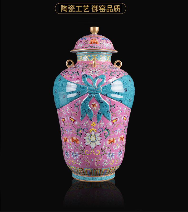 Ning hand - made antique vase seal up with jingdezhen ceramic bottle vase furnishing articles sitting room branch of quaternary baggage cover tank