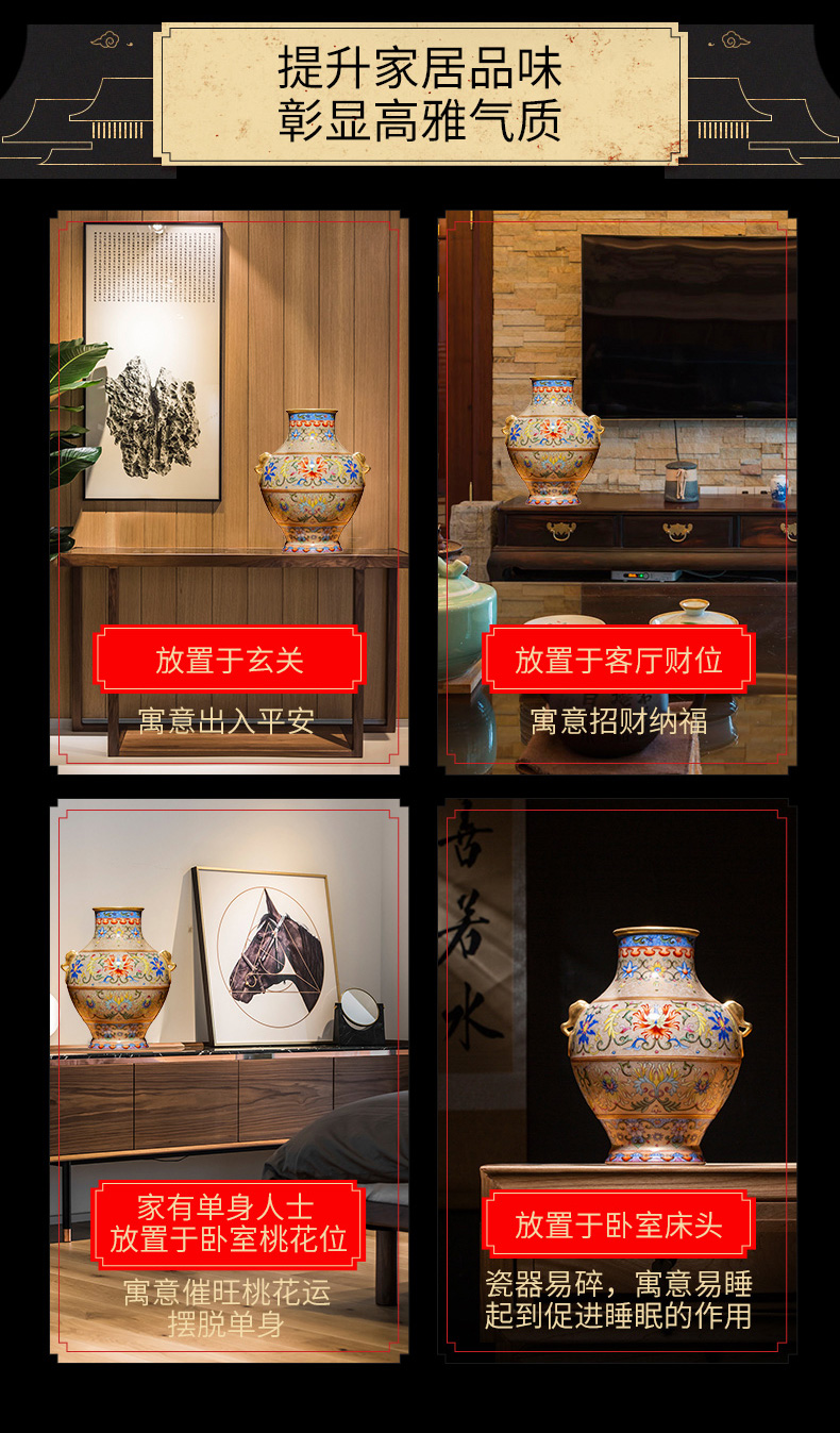 Ning hand - made antique vase seal up with jingdezhen ceramic bottle vase furnishing articles sitting room flowers lines like ear bit ring bottle