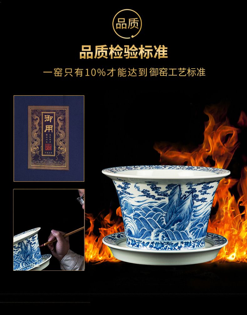 Better sealed up with jingdezhen ceramic vase furnishing articles sitting room hand - made fushan ShouHai lines of new Chinese antique blue and white flower pot