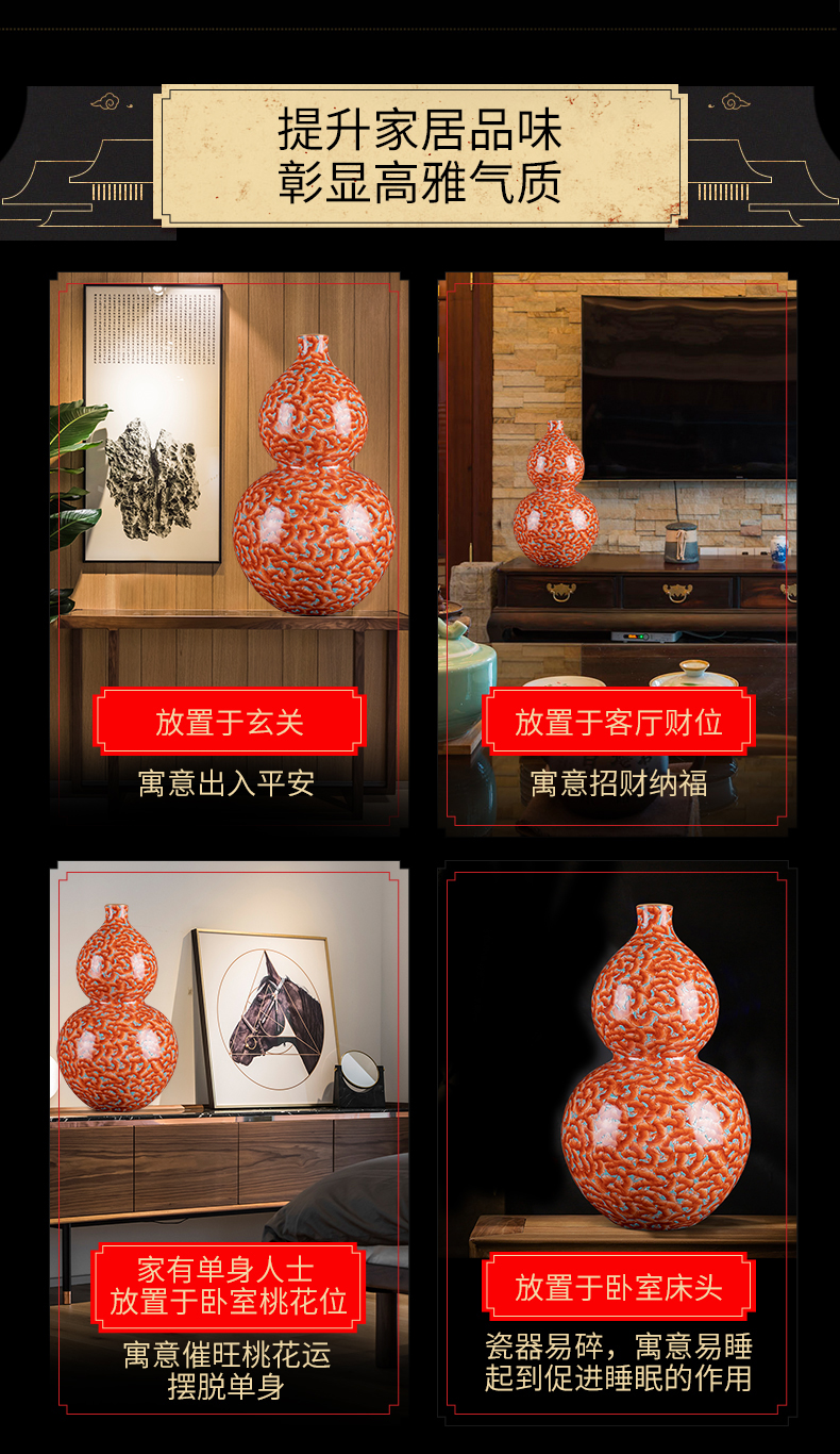 Ning hand - made antique vase seal up with jingdezhen ceramic bottle vase furnishing articles of sitting room color most monkey gourd bottle