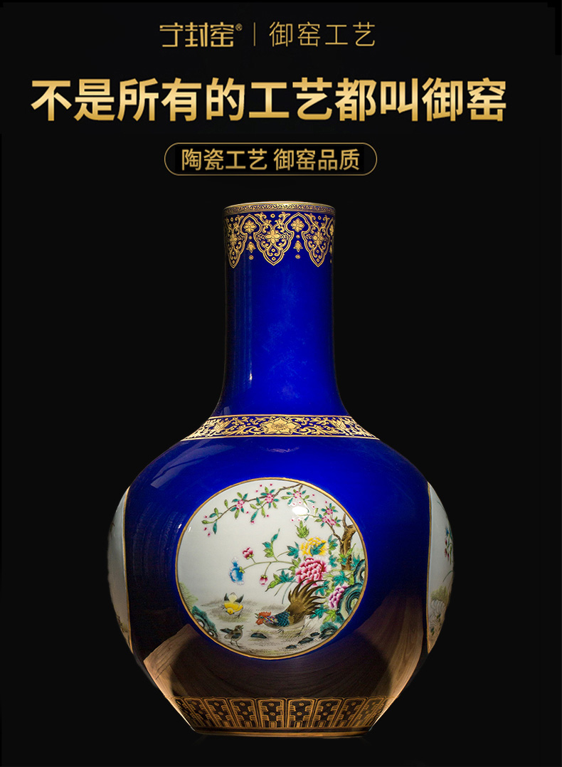 Better sealed up with jingdezhen ceramics vase ji LAN paint Chinese antique hand - made process rich ancient frame place adorn article