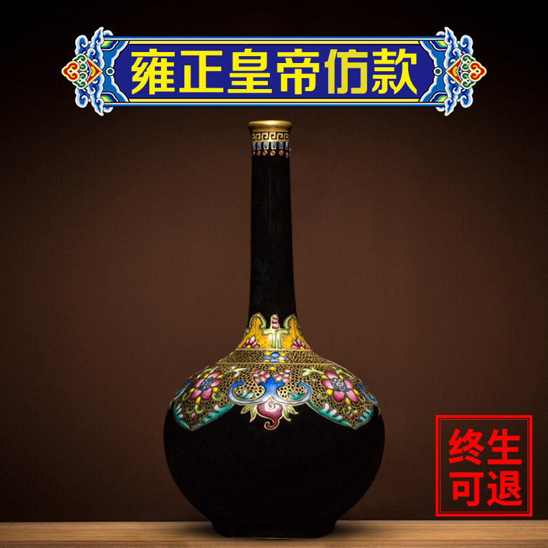 Ningfeng Kiln Hand-painted Imitation Ancient Jingdezhen Ceramic Vase Pendulum with flower arrangement Living room New Chinese Decorative Bou Ancient Shelf Porcelain