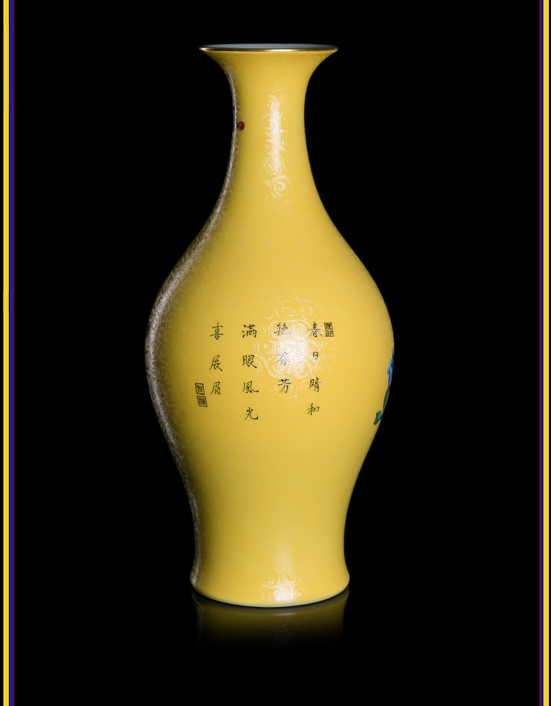 Better sealed up with enamel new Chinese style home furnishing articles of jingdezhen ceramics big vase hand - made porcelain rich ancient frame in the living room