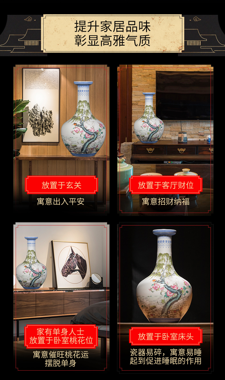 Ning hand - made antique vase seal up with jingdezhen ceramic bottle vase furnishing articles powder enamel grain dish sitting room design
