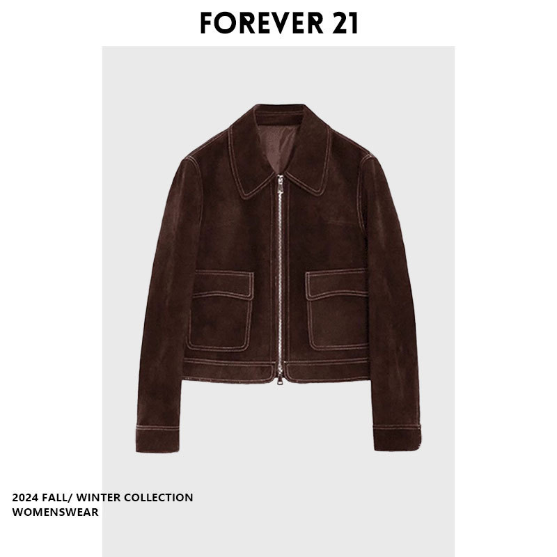 Forever 21 "Florence" Retro Distressed Style Classic Versatile Jacket 2026 Autumn New Arrival