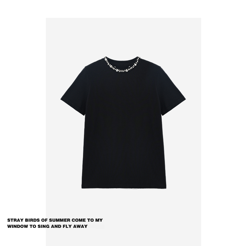 [Ready Stock] Forever 21 Angel Tears Design Round Neck Diamond Top Retro Temperament Short Sleeve T-Shirt