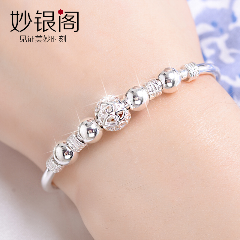 Transfer Pearl silver bracelet woman 999 pure silver fashion silver decorated foot silver bracelet child with a lettering to girlfriend gift