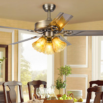 Collar Iron Leaf Ceiling Fan Lamp Wood Leaf Bedroom Electric Fan Lamp Industrial Vintage Living-room American Chandelier Restaurant Electric Fan Lamp