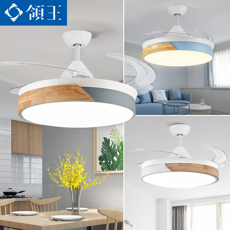 Nordic ceiling fan lamp invisible fan chandelier dining room living room ceiling fan lamp bedroom large wind with light fan integrated dual-purpose