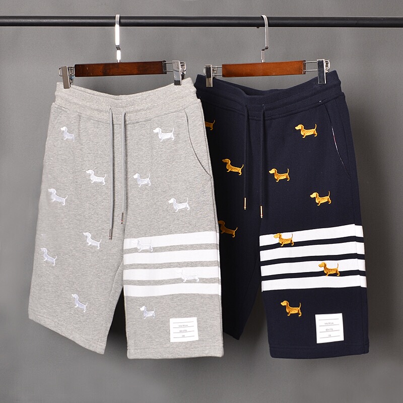 Tb Spring and Summer New Style Embroidered Puppy Yarn-Dyed Four-Bar Terry Cotton Five-Point Casual Sports Shorts for Men and Women Couples Tb Spring and Summer New Style Embroidered Puppy Yarn-Dyed Four-Bar Terry Cotton Five-Point Casual Sports Shorts for Men and Women Couples