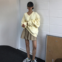 Very fairy clothes lazy womens coat spring and autumn thin loose Korean version of New ins long sleeve V collar bf sweater tide